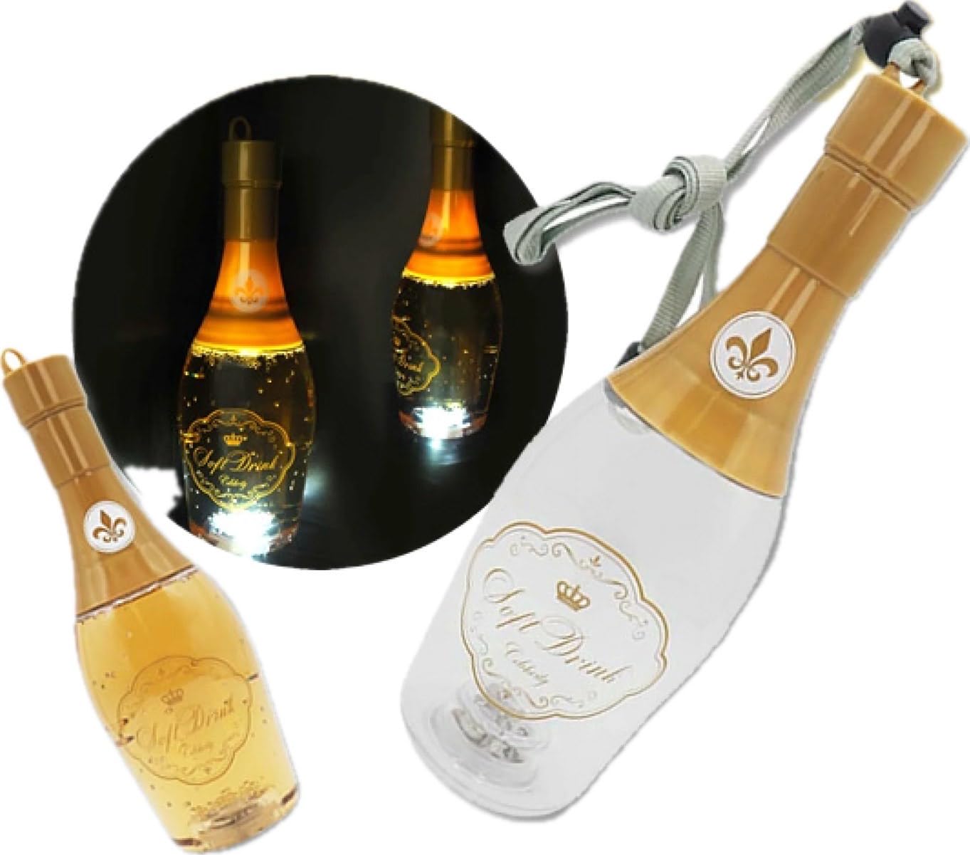 Amazon | 光るピカピカシャンパンボトル 6入り オリジナルシール付き